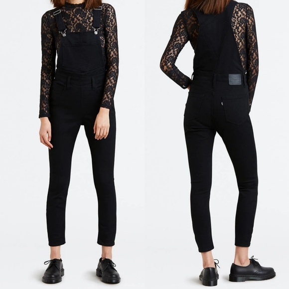 levi's skinny overalls black
